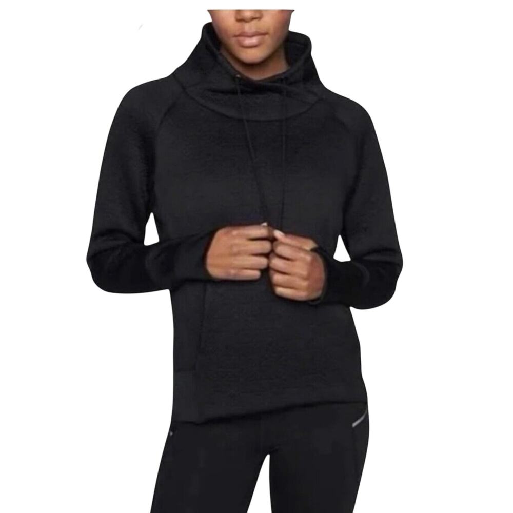 Athleta Jacquard Elevation Quilted Pullover Funnel Neck Black XS